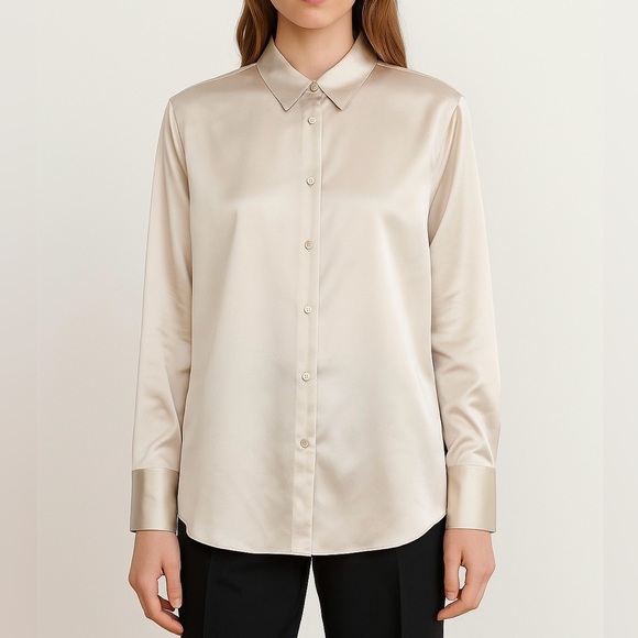 Abercrombie & Fitch Tops - Abercrombie & Fitch Button-Up Satin Pullover Top Size XL  Office Business Career